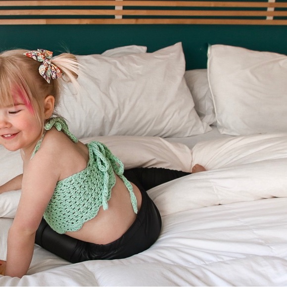 Ella Crop Top, Pima Cotton Top, Baby Crochet Crop Top, Summer cotton top - Picture 1 of 10